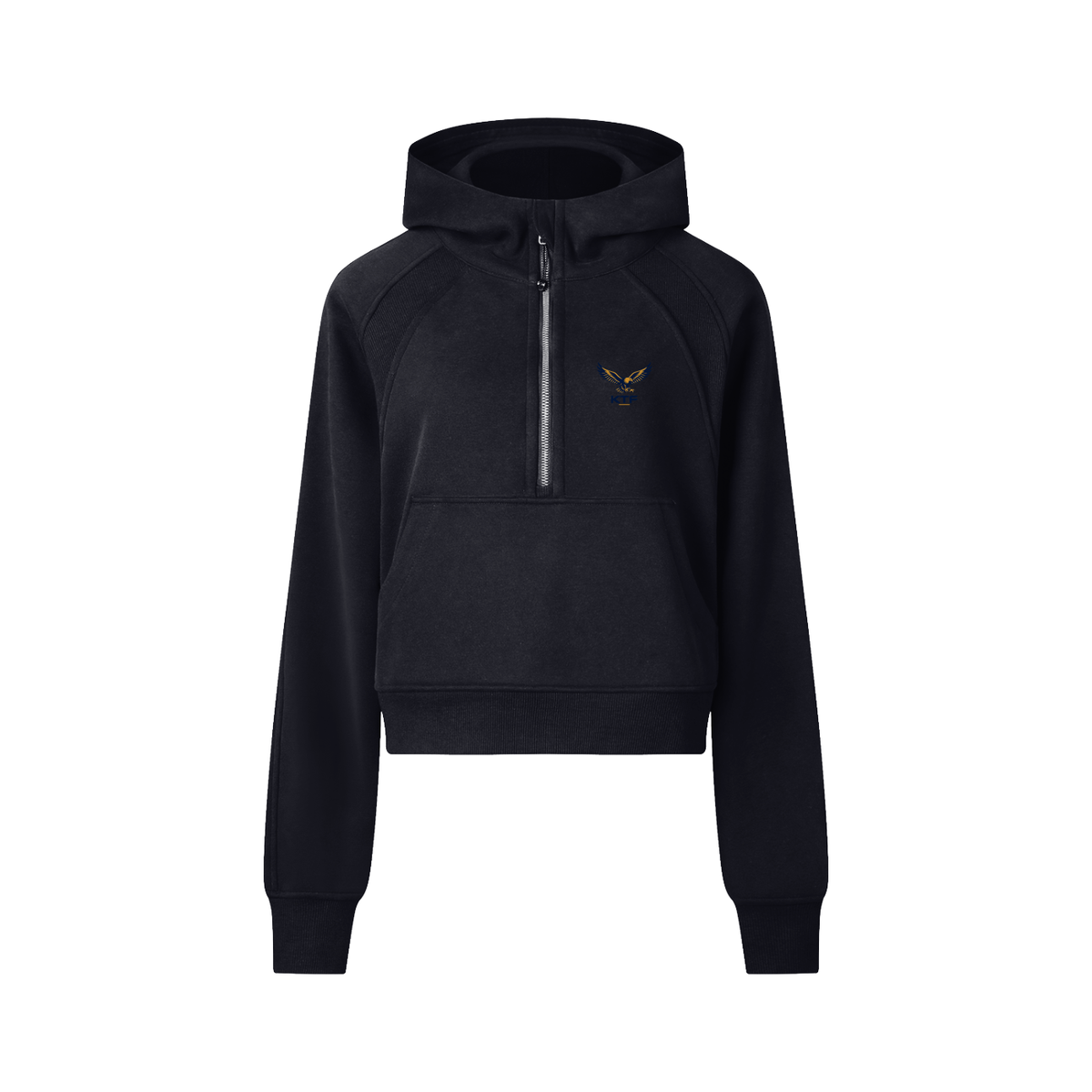 Sudadera corta con capucha y media cremallera