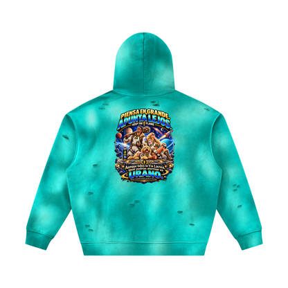 Unisex Sunfade Frayed Fleece Hoodie