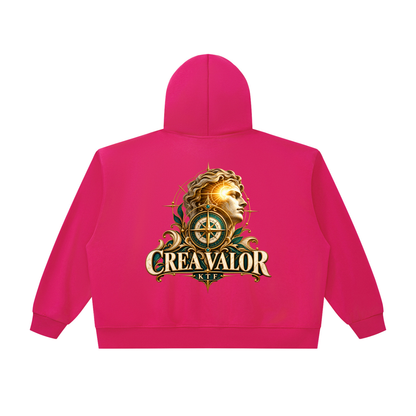 Sudadera unisex holgada de corte cuadrado con capucha y cremallera gruesa