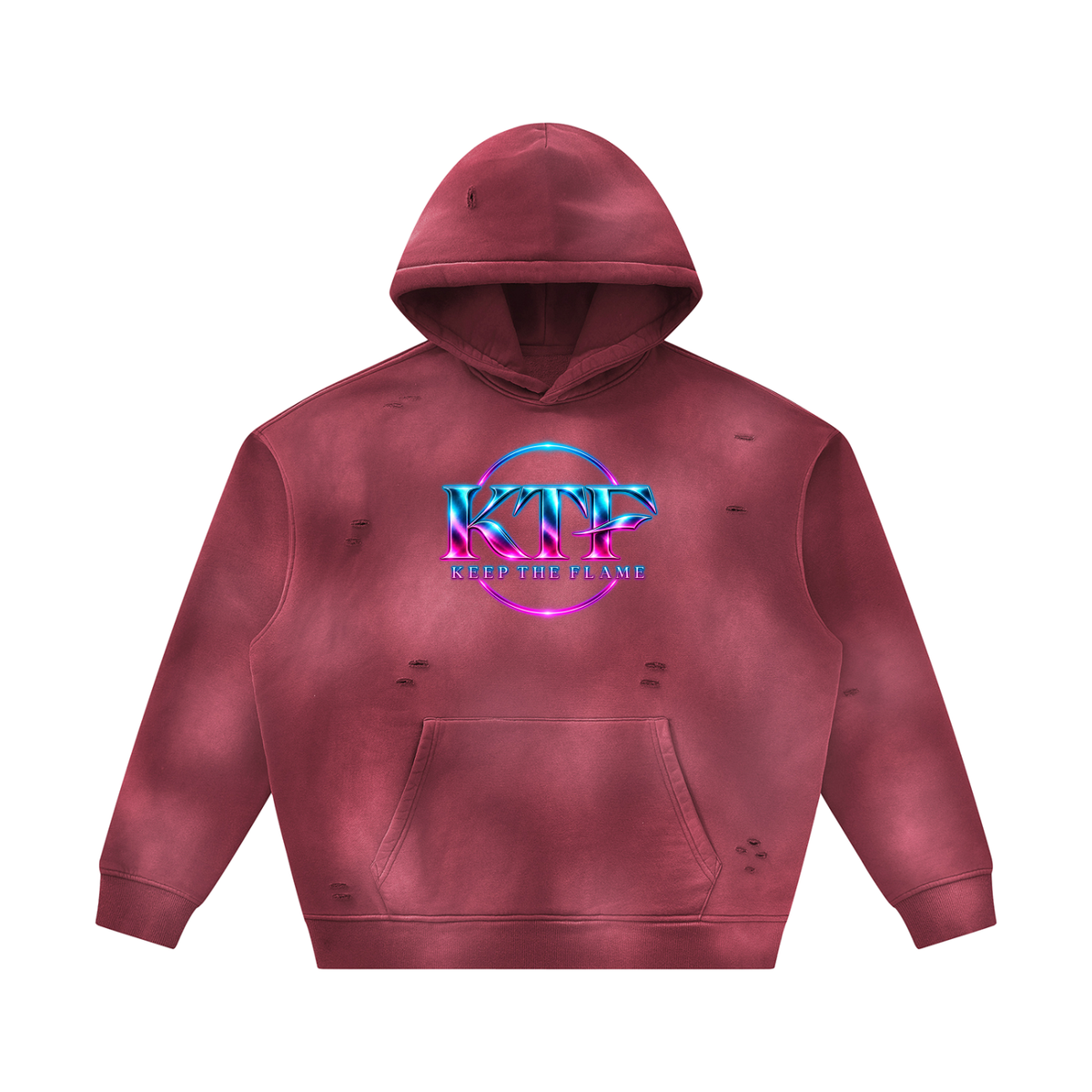 Unisex Sunfade Frayed Fleece Hoodie