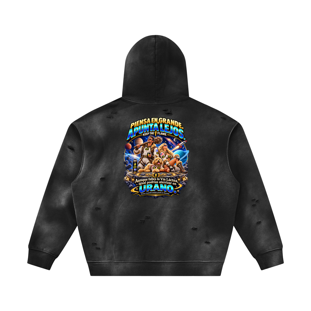 Unisex Sunfade Frayed Fleece Hoodie