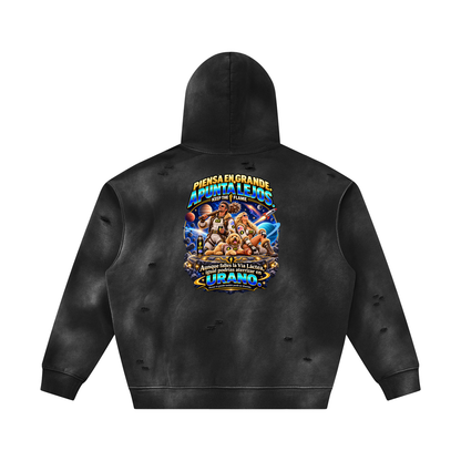 Unisex Sunfade Frayed Fleece Hoodie
