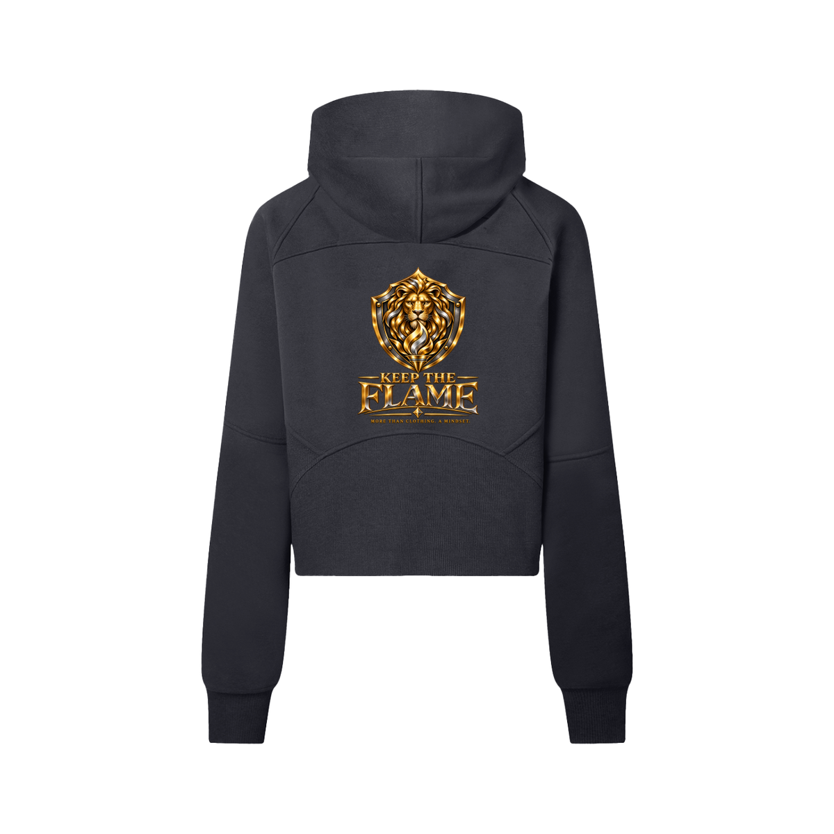 KTF Flame Crest Cropped Half-Zip Hoodie