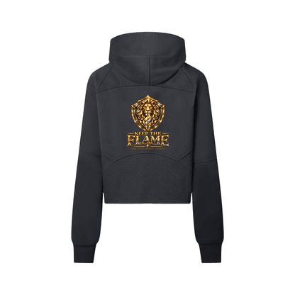 KTF Flame Crest Cropped Half-Zip Hoodie