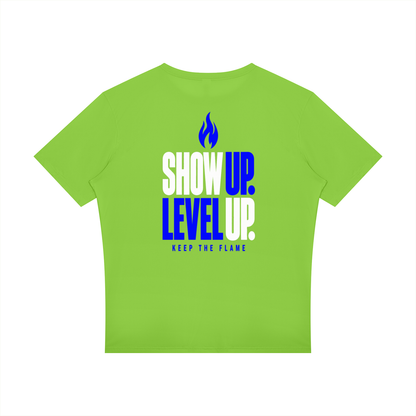 Keep The Flame — Show Up. Level Up. Graphic Tee | Electric Blue