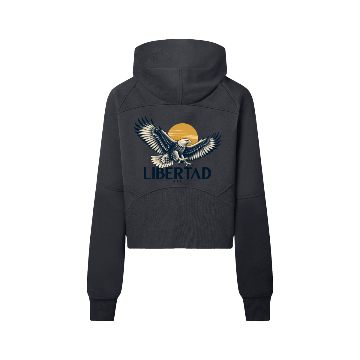 Sudadera corta con capucha y media cremallera