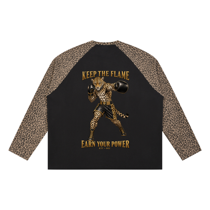 Unisex Leopard Panel Waffle T-Shirt