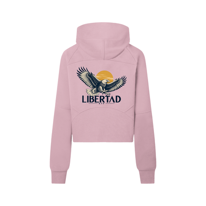 Sudadera corta con capucha y media cremallera