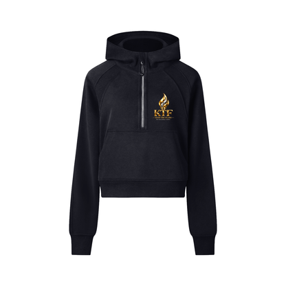 KTF Flame Crest Cropped Half-Zip Hoodie