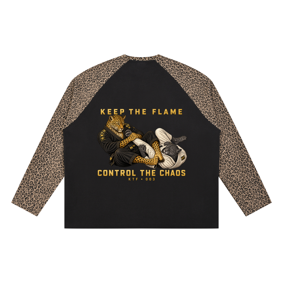 Camiseta unisex de tejido gofrado con panel de leopardo