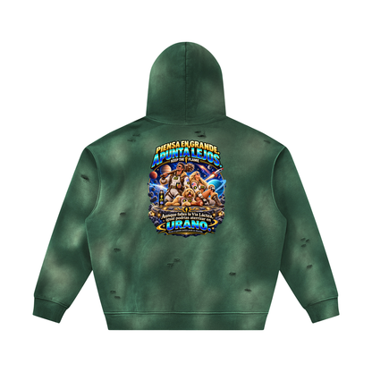 Unisex Sunfade Frayed Fleece Hoodie