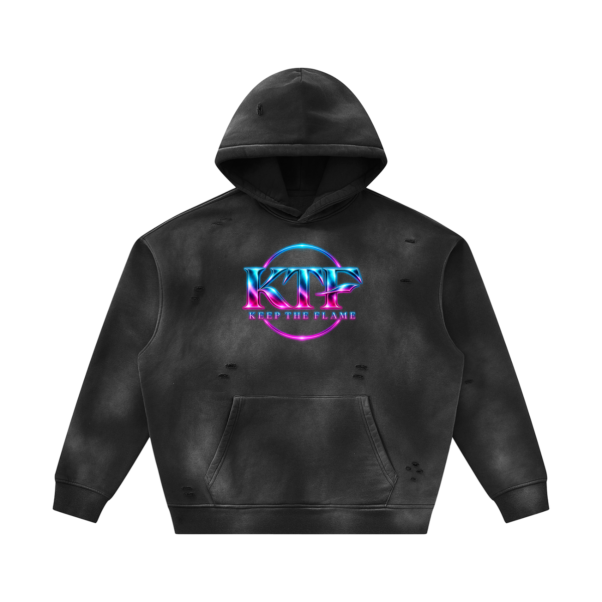 Unisex Sunfade Frayed Fleece Hoodie