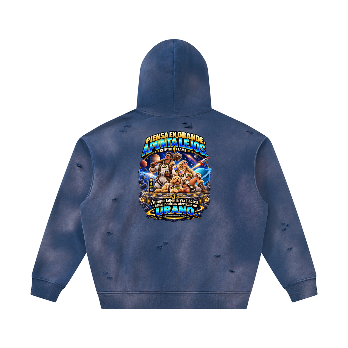 Unisex Sunfade Frayed Fleece Hoodie