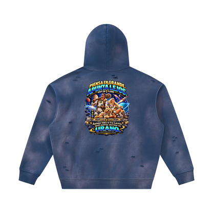 Unisex Sunfade Frayed Fleece Hoodie