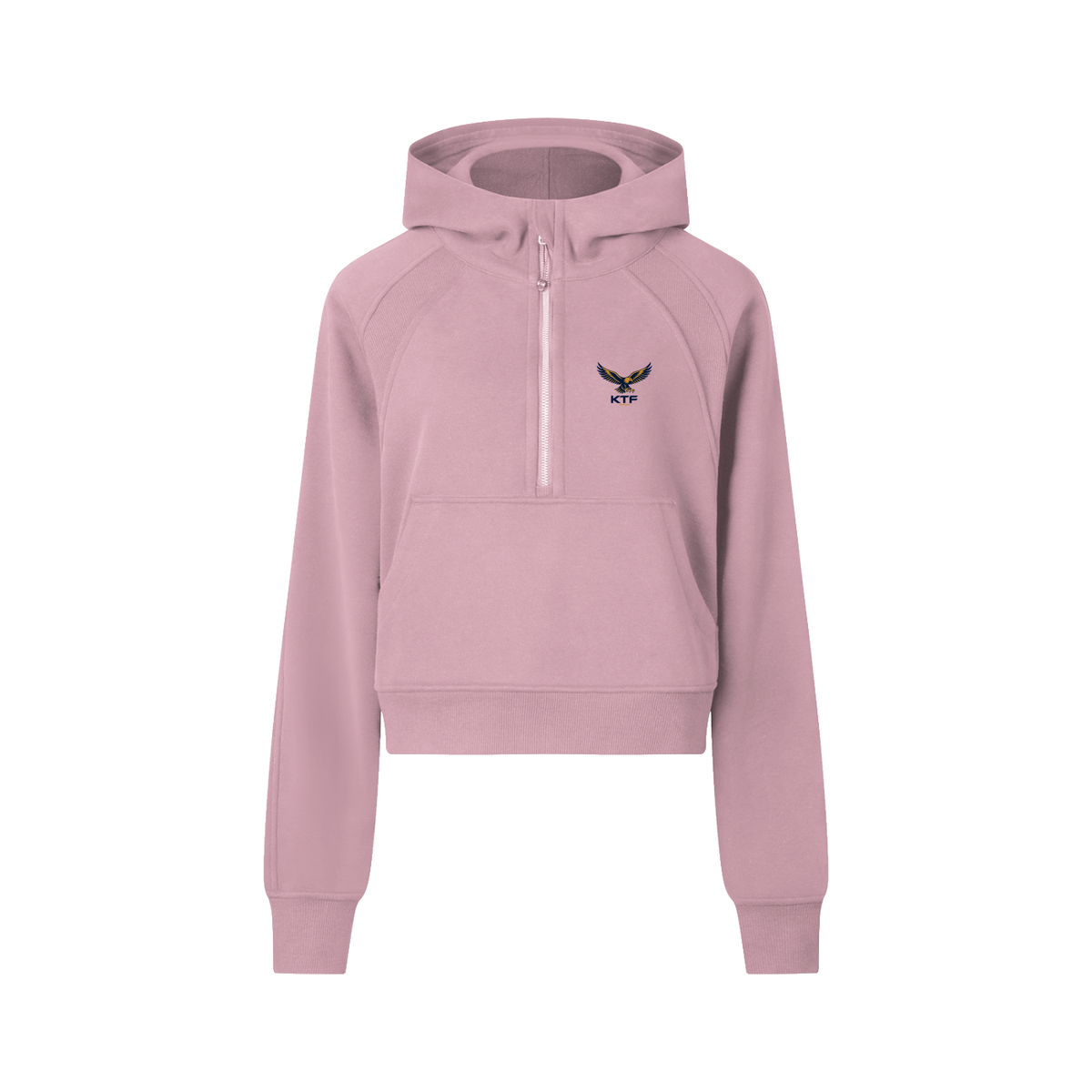 Sudadera corta con capucha y media cremallera
