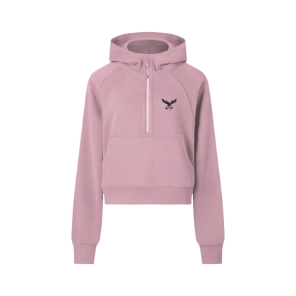 Sudadera corta con capucha y media cremallera