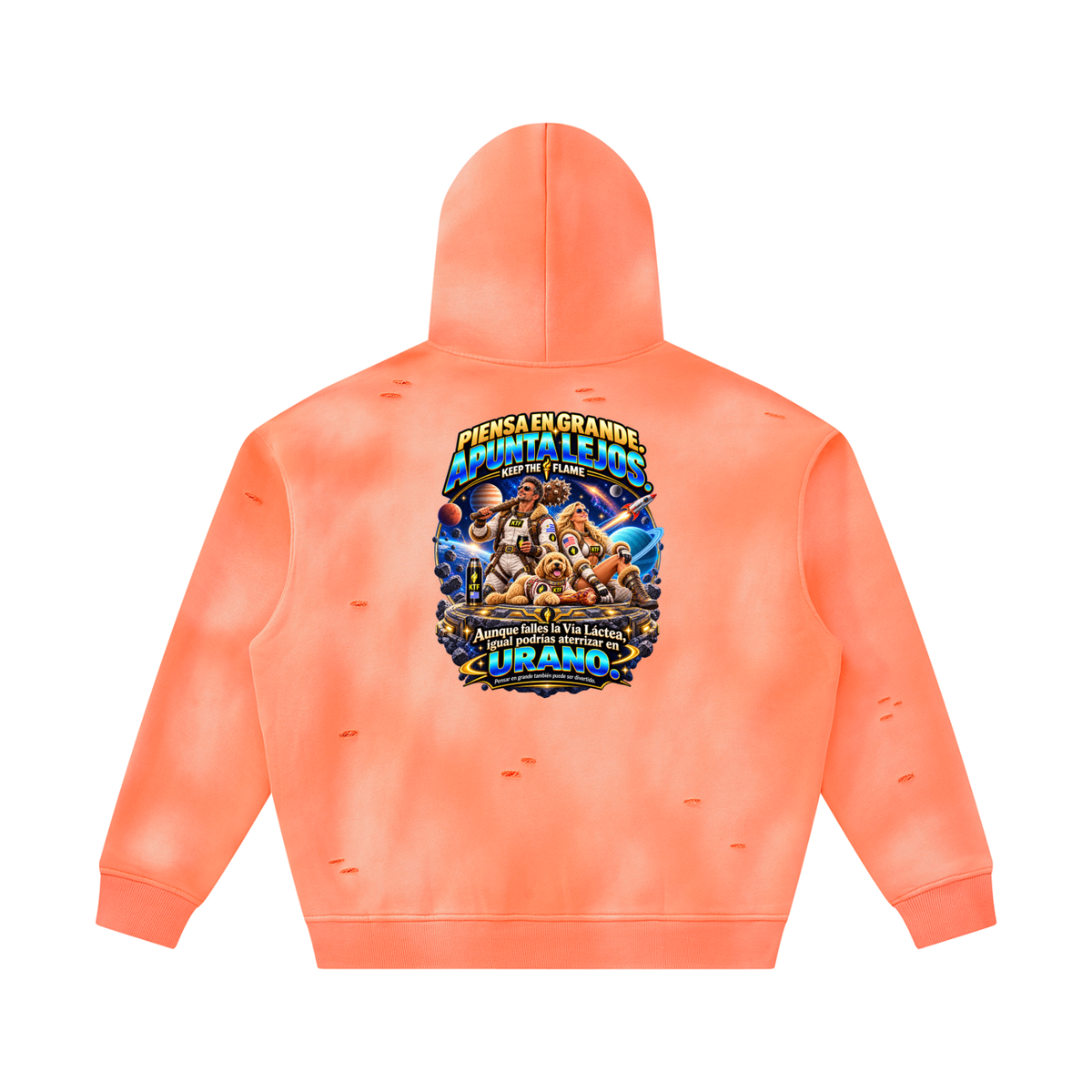 Unisex Sunfade Frayed Fleece Hoodie