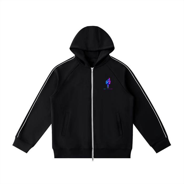 Sudadera de tejido grueso con manga raglán, capucha y cremallera