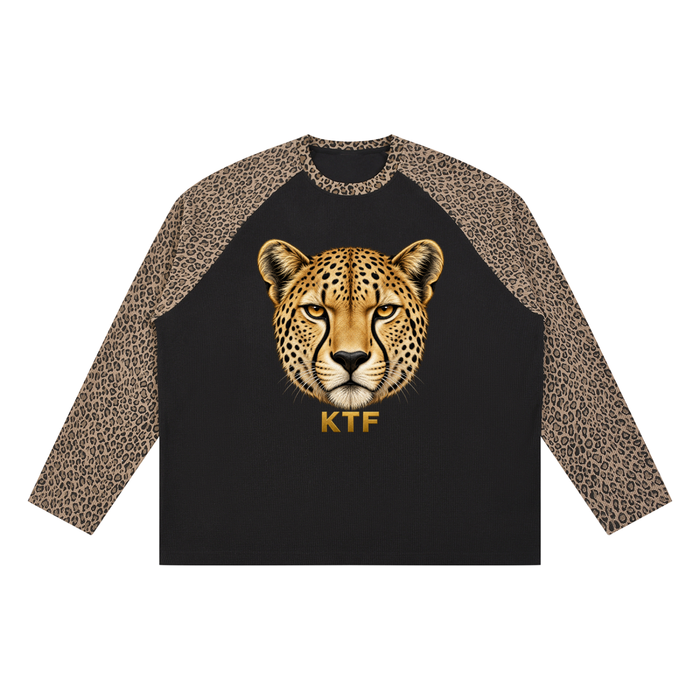 Camiseta unisex de tejido gofrado con panel de leopardo