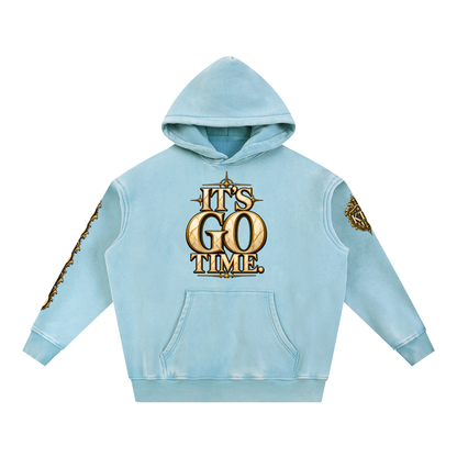 KTF™ IT’S GO TIME — Snow Wash Oversized Fleece Hoodie