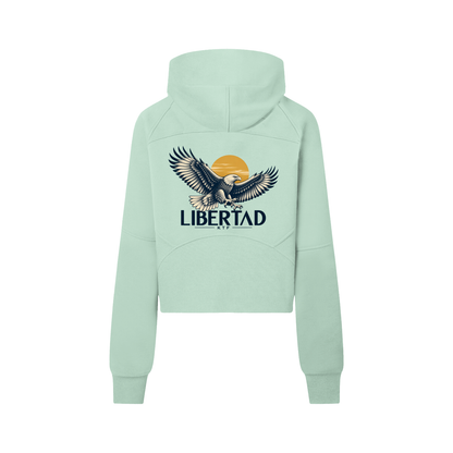 Sudadera corta con capucha y media cremallera