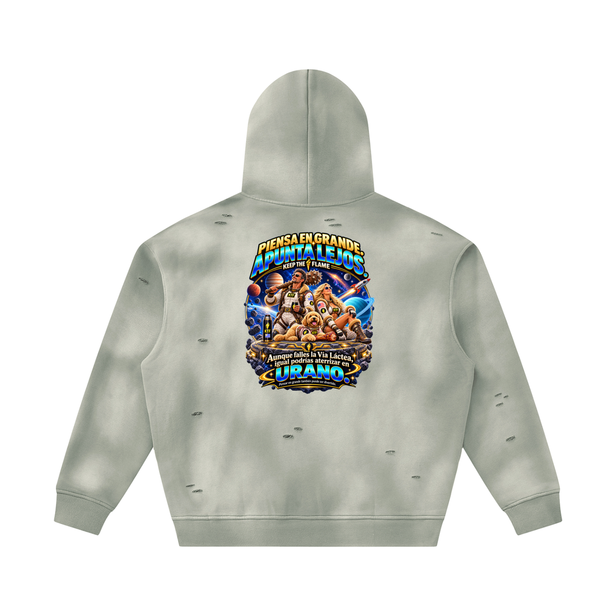 Unisex Sunfade Frayed Fleece Hoodie