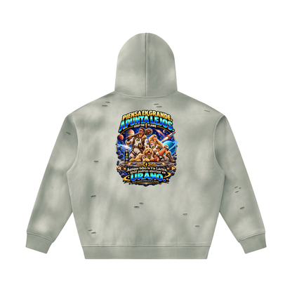 Unisex Sunfade Frayed Fleece Hoodie