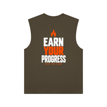 Keep The Flame — Earn Your Progress Tank Top | Orange