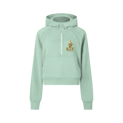 KTF Flame Crest Cropped Half-Zip Hoodie
