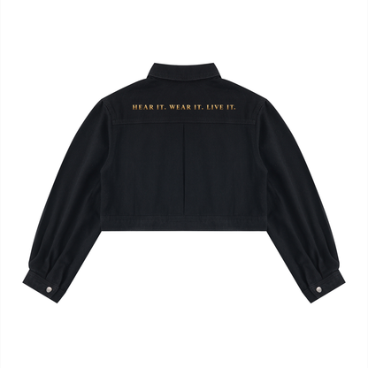 Chaqueta corta de mezclilla para mujer
