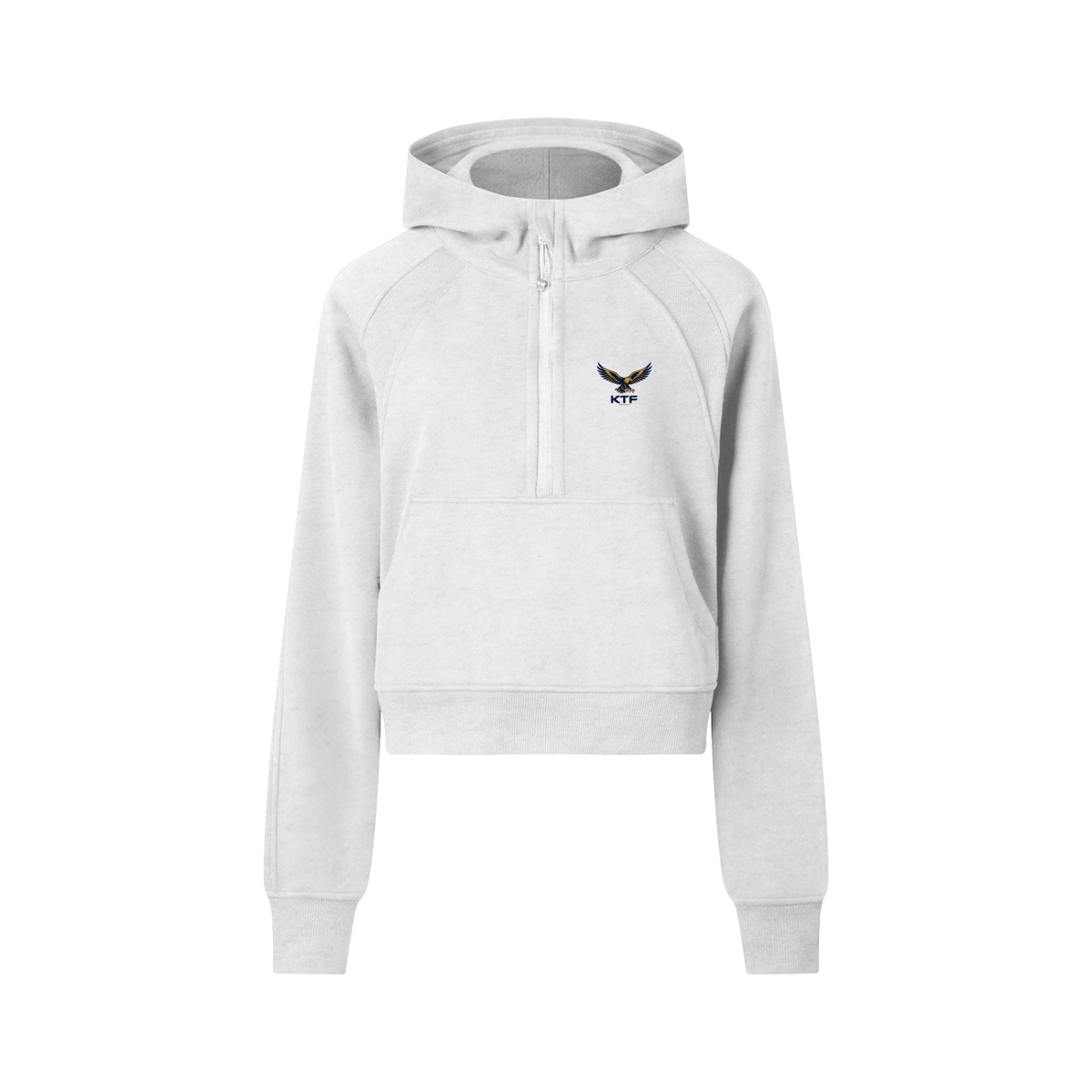 Sudadera corta con capucha y media cremallera