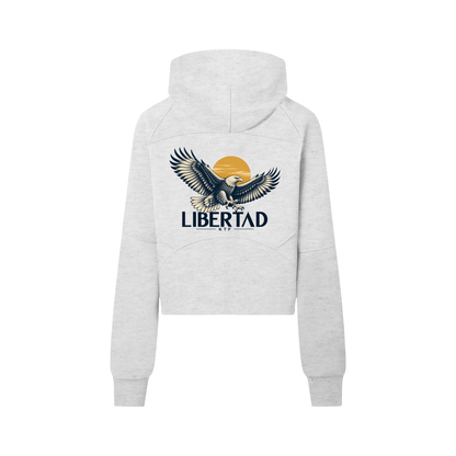 Sudadera corta con capucha y media cremallera