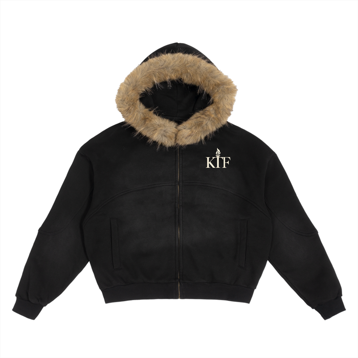 Sudadera de corte cuadrado con capucha, efecto desteñido y pelo desmontable
