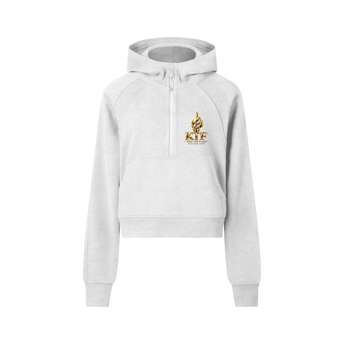 KTF Flame Crest Cropped Half-Zip Hoodie