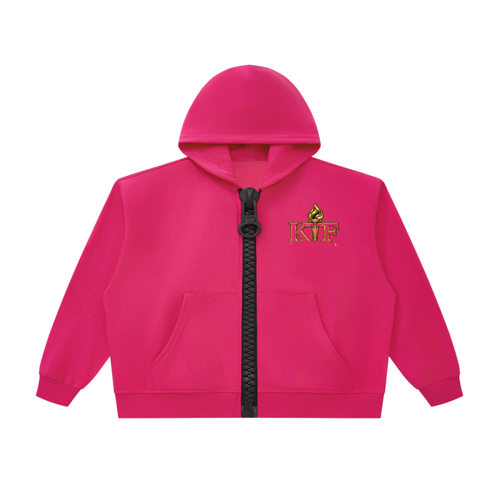Sudadera unisex holgada de corte cuadrado con capucha y cremallera gruesa