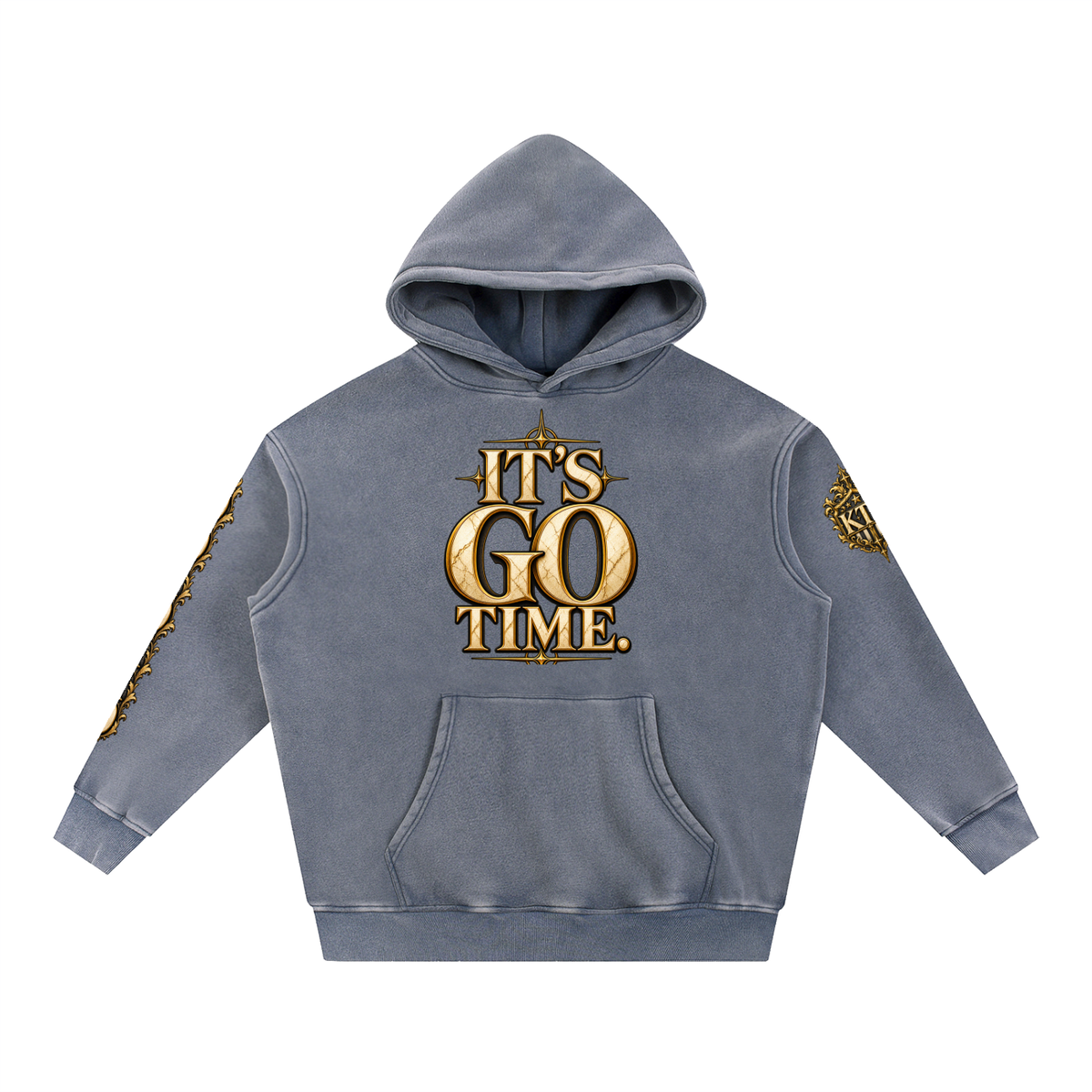 KTF™ IT’S GO TIME — Snow Wash Oversized Fleece Hoodie