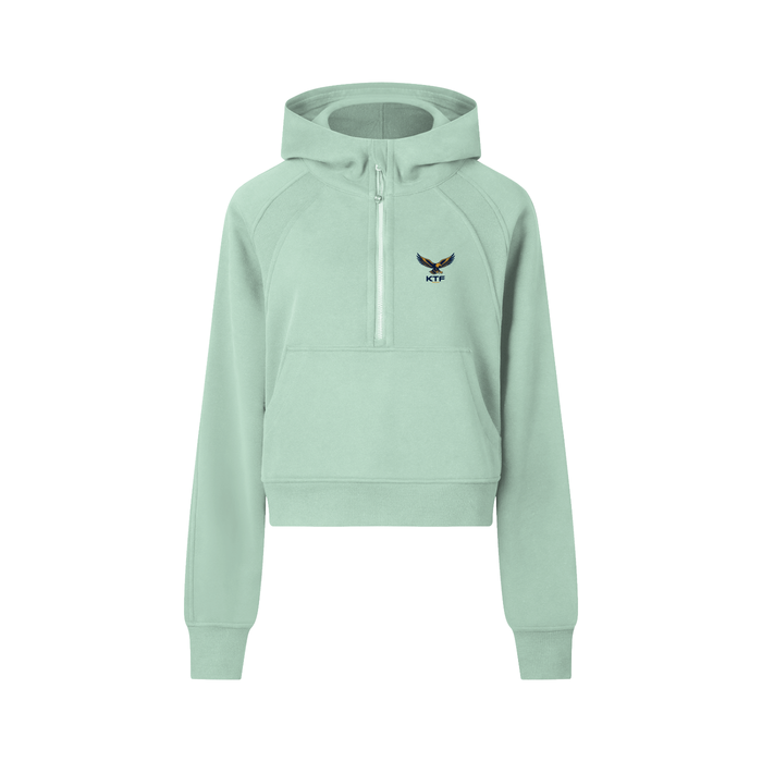Sudadera corta con capucha y media cremallera