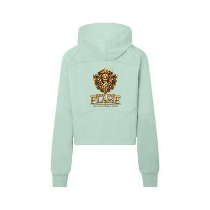 KTF Flame Crest Cropped Half-Zip Hoodie