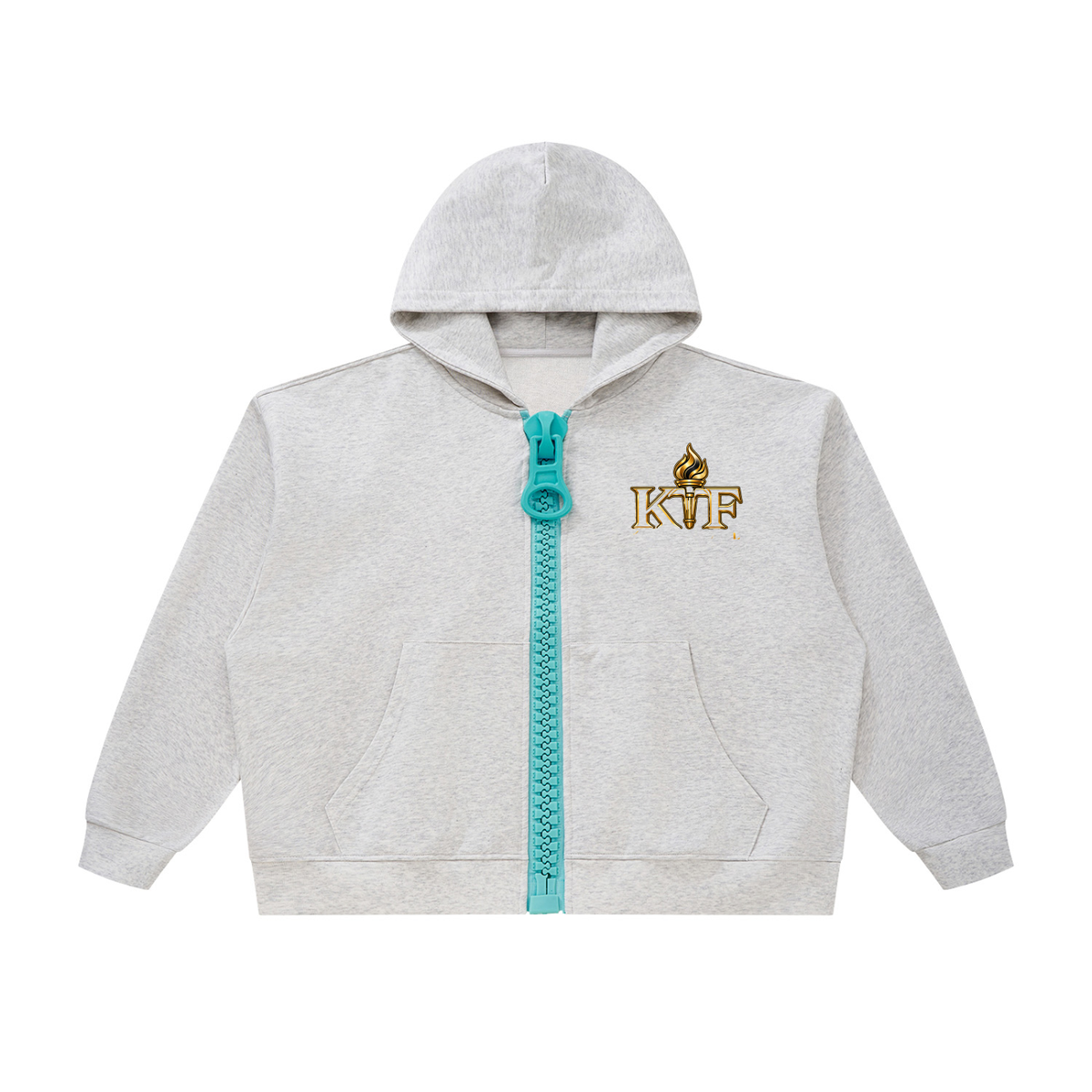 Sudadera unisex holgada de corte cuadrado con capucha y cremallera gruesa
