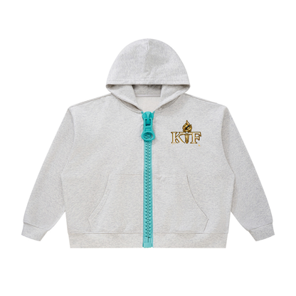 Sudadera unisex holgada de corte cuadrado con capucha y cremallera gruesa