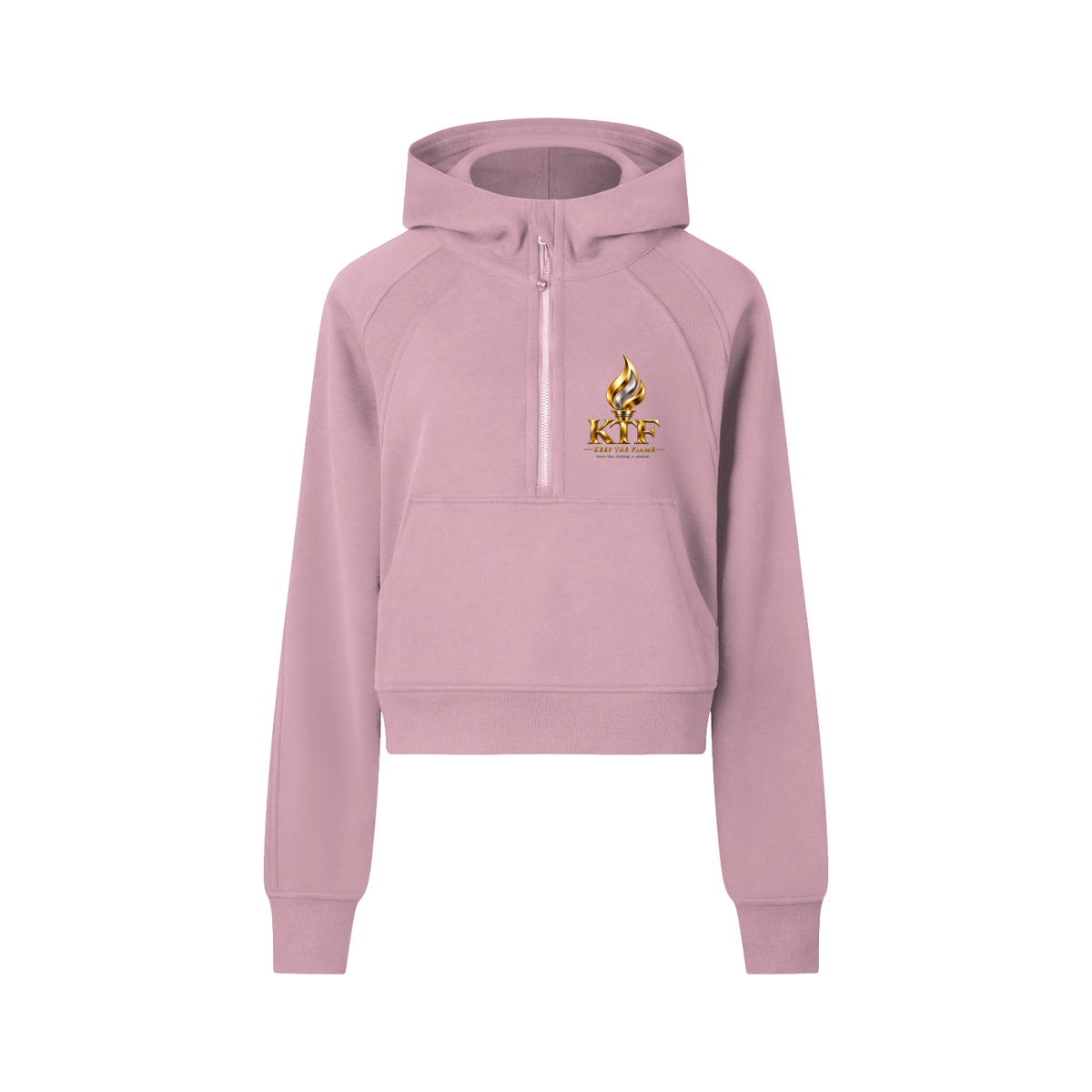 KTF Flame Crest Cropped Half-Zip Hoodie