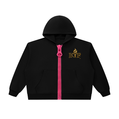 Sudadera unisex holgada de corte cuadrado con capucha y cremallera gruesa