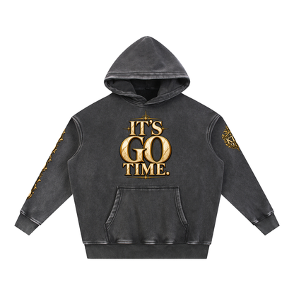 KTF™ IT’S GO TIME — Snow Wash Oversized Fleece Hoodie