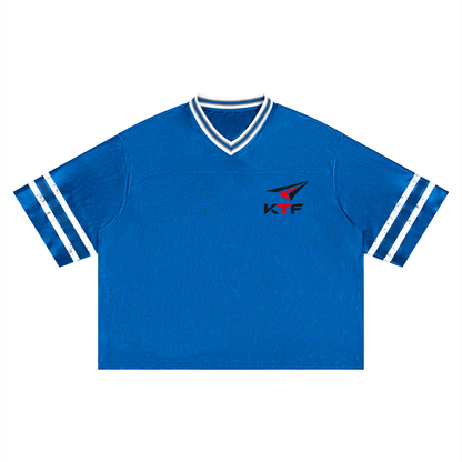 Camiseta unisex de fútbol a rayas y corte cuadrado