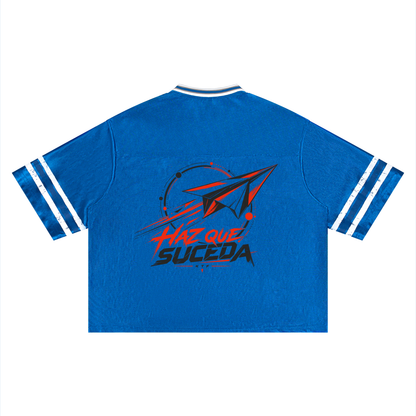 Camiseta unisex de fútbol a rayas y corte cuadrado