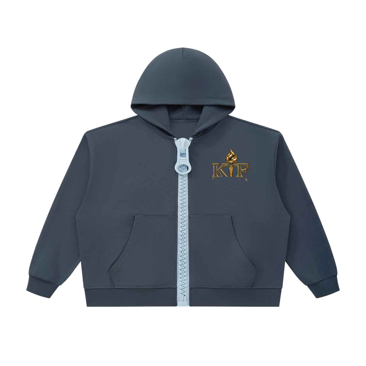 Sudadera unisex holgada de corte cuadrado con capucha y cremallera gruesa