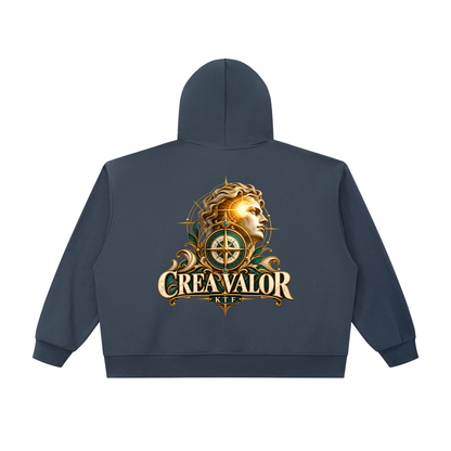 Sudadera unisex holgada de corte cuadrado con capucha y cremallera gruesa