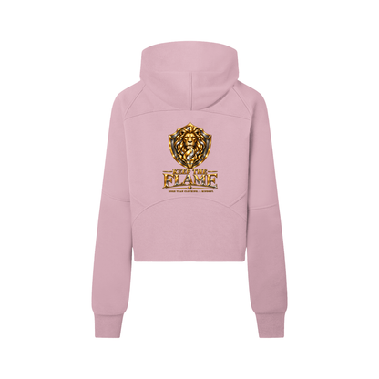 KTF Flame Crest Cropped Half-Zip Hoodie