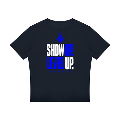 Keep The Flame — Show Up. Level Up. Graphic Tee | Electric Blue