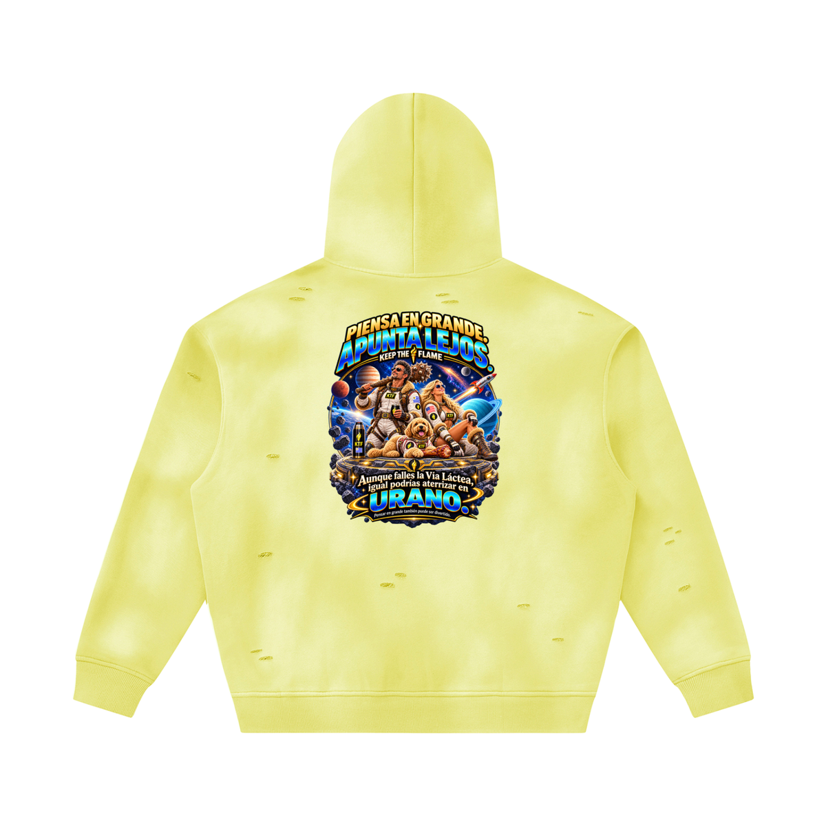Unisex Sunfade Frayed Fleece Hoodie